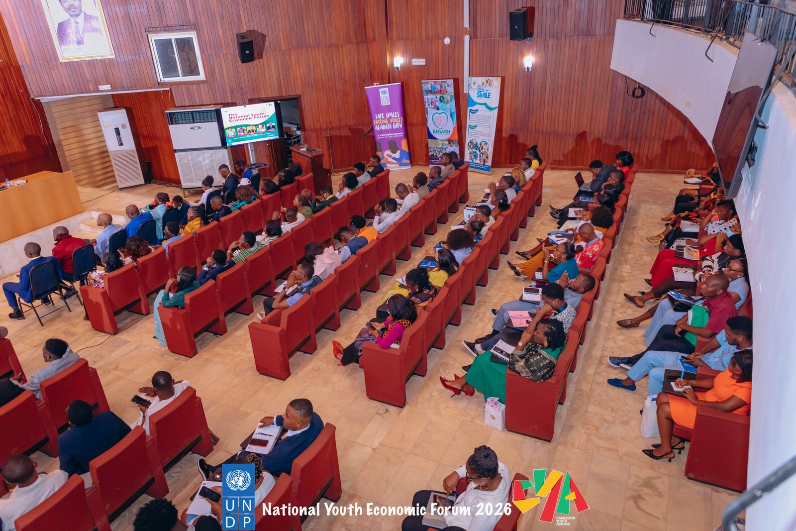 Cameroon Youth Awards alumni and guests at an awards event